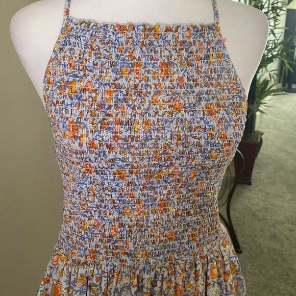 J. Crew Pink and Purple Floral Cotton Halter Neck Midi Sundress size S - Picture 6 of 12